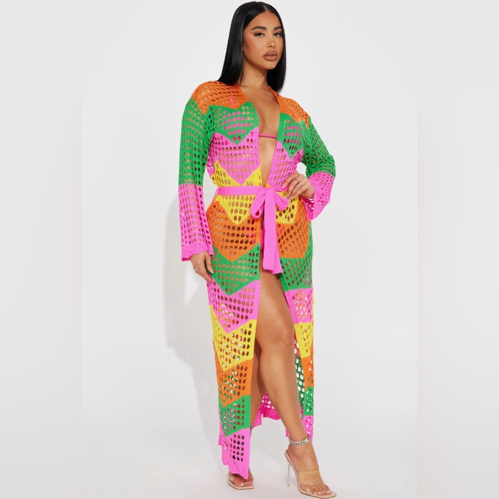 Pink and Green Tropical Coverup
